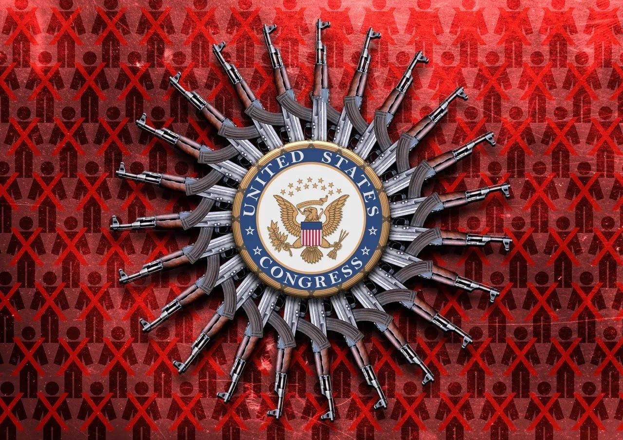 a decorated plate is surrounded by large guns