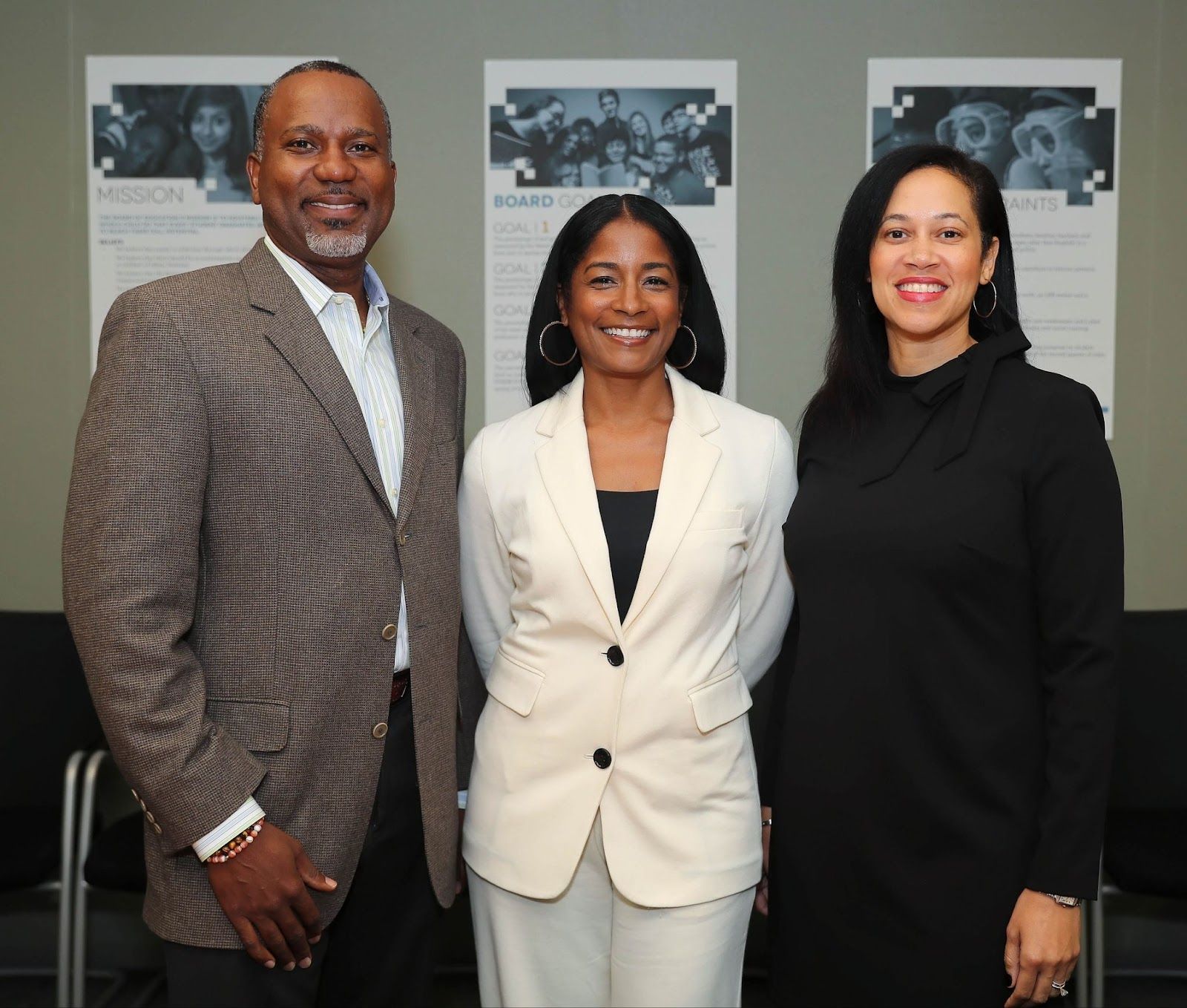 Feature: HISDs Board of Managers [Left-Right] Adam P. Rivon, Angela Lemond Flowers, and Cassandra Auzenne Bandy.