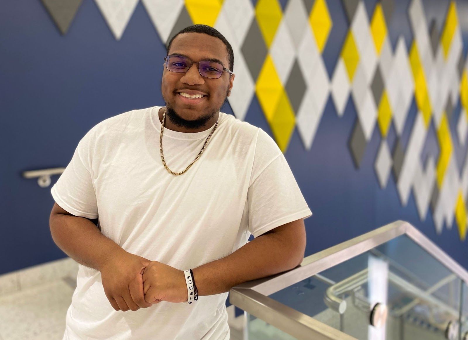 Jordan Williams, a San Jacinto Community College student, poses for a photo.