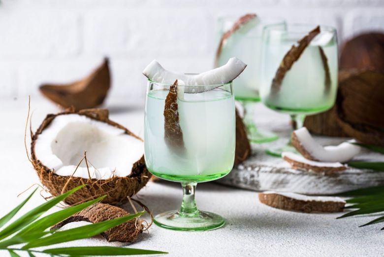 Glasses of coconut water.