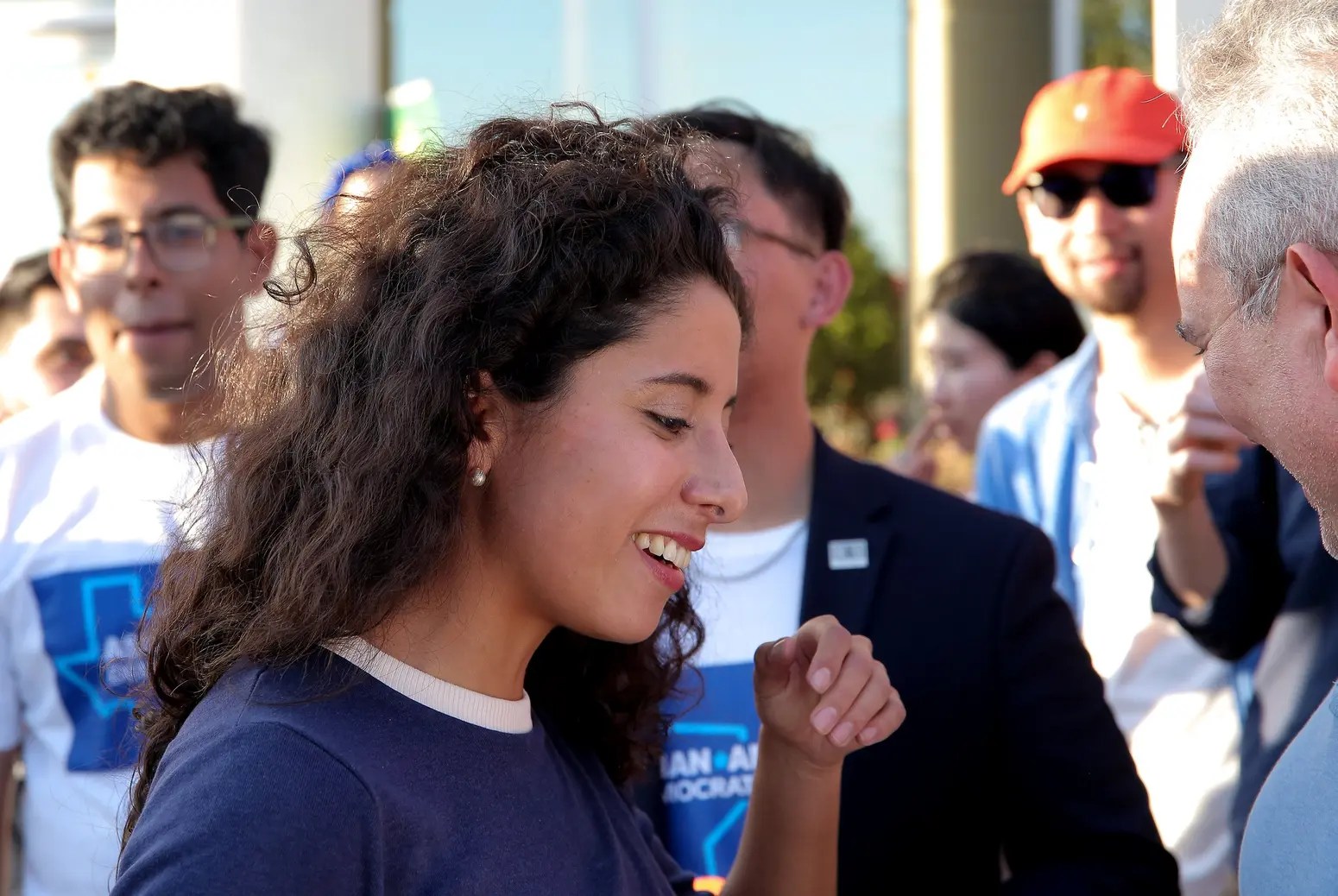 Harris County Judge Lina Hidalgo greets attendees during a Get Out the Vote Rally hosted by the Asian American Democrats of Texas in Houston’s Asiatown on October 15, 2022.