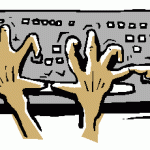 Hands typing on a keyboard - drawing