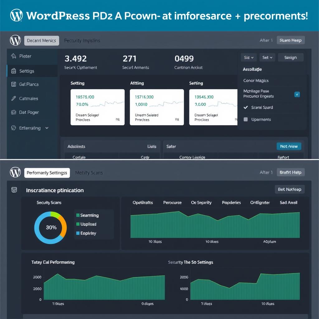 WordPress performance optimization and security dashboard