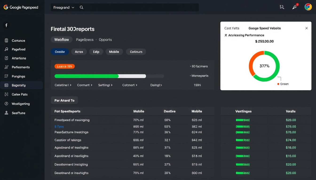 Google PageSpeed Insights report for a Webflow website