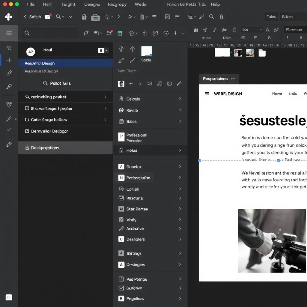 Webflow Designer interface showing responsive design tools