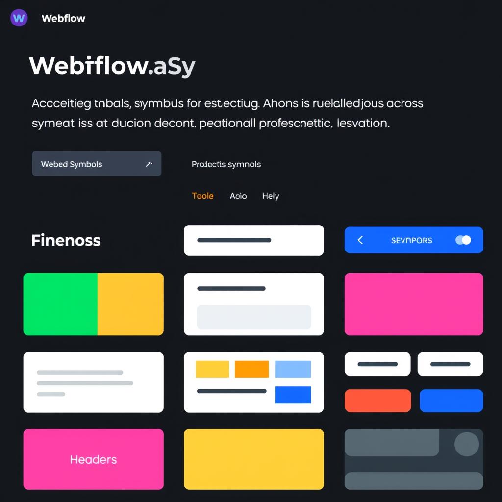 Webflow Symbols panel showing reusable components