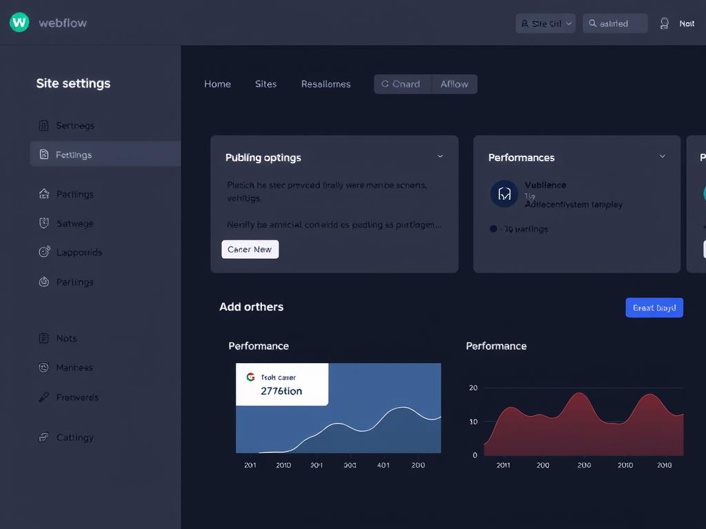 Webflow hosting dashboard showing site settings and publishing options