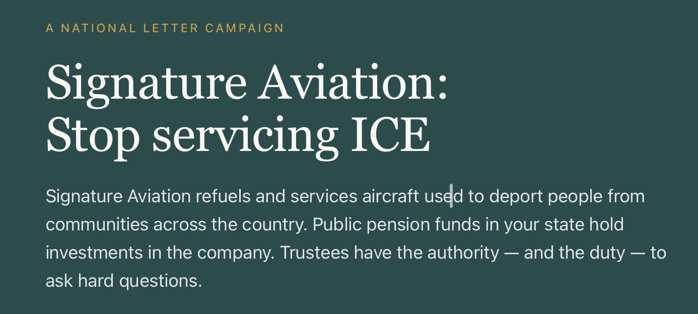 Signature Aviation:Stop servicing ICE