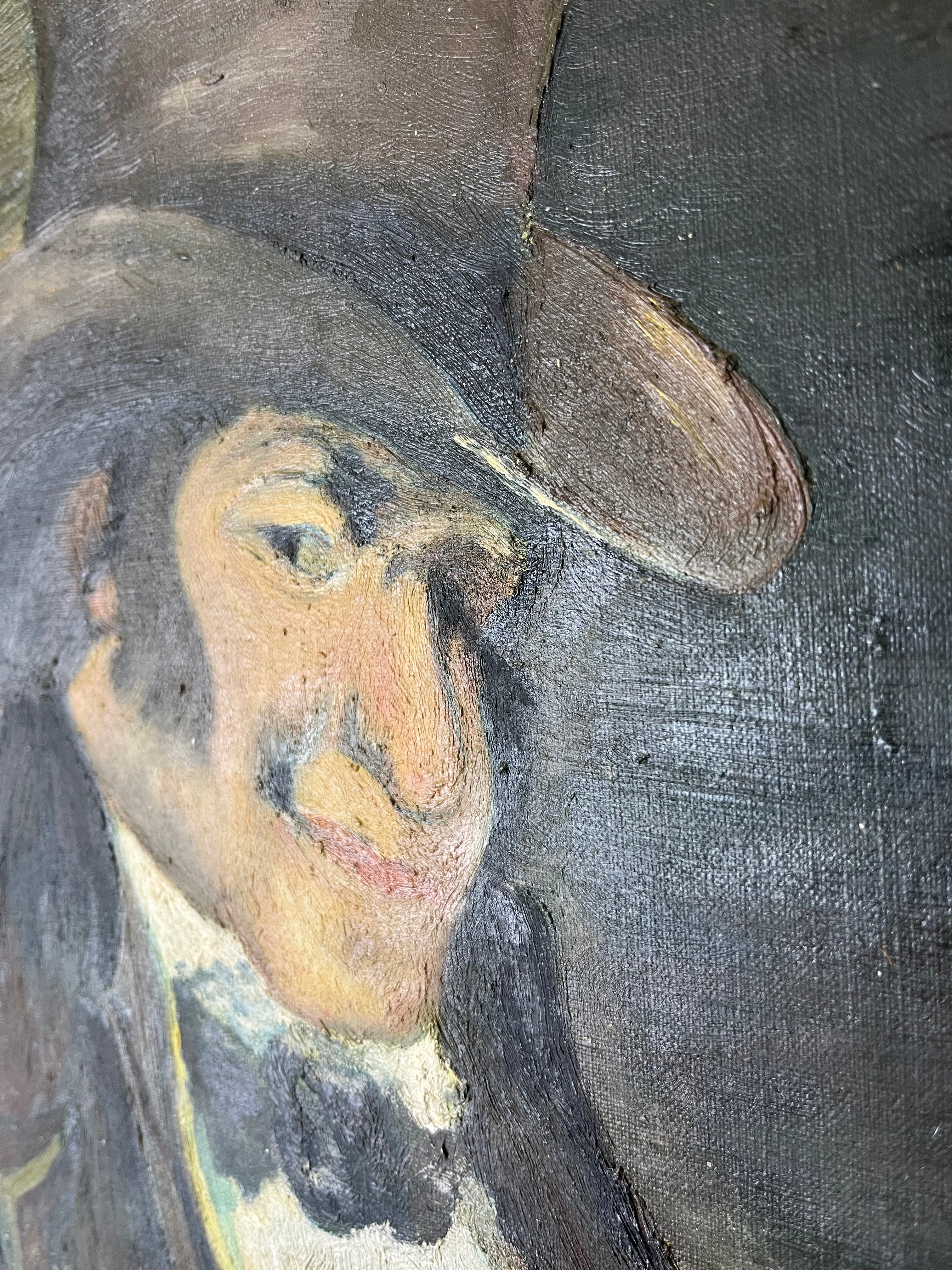 Portret expresionist „Gentleman cu joben” – ulei pe pânză, semnat Hoogstoel Decoratiuni