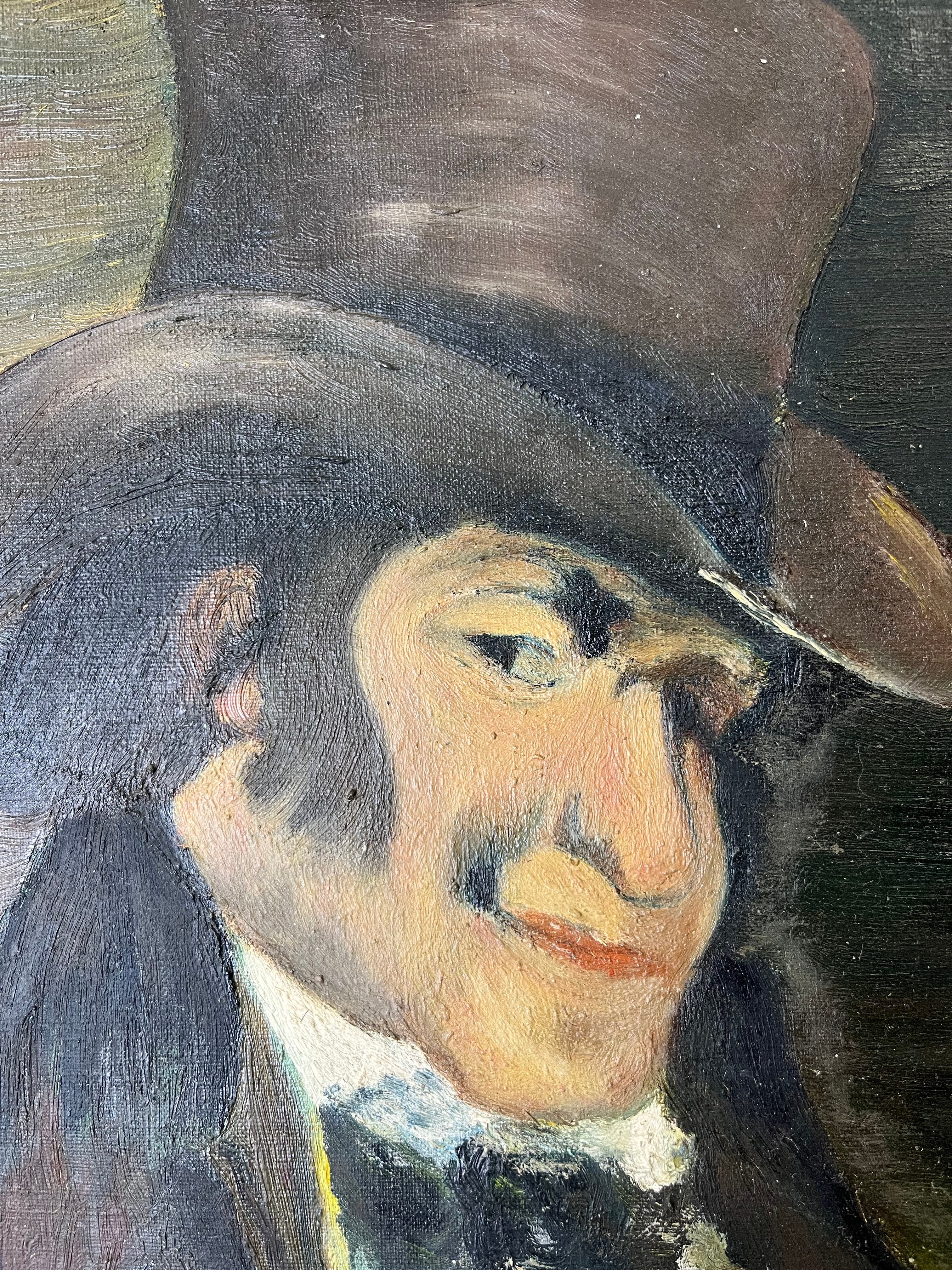 Portret expresionist „Gentleman cu joben” – ulei pe pânză, semnat Hoogstoel Decoratiuni