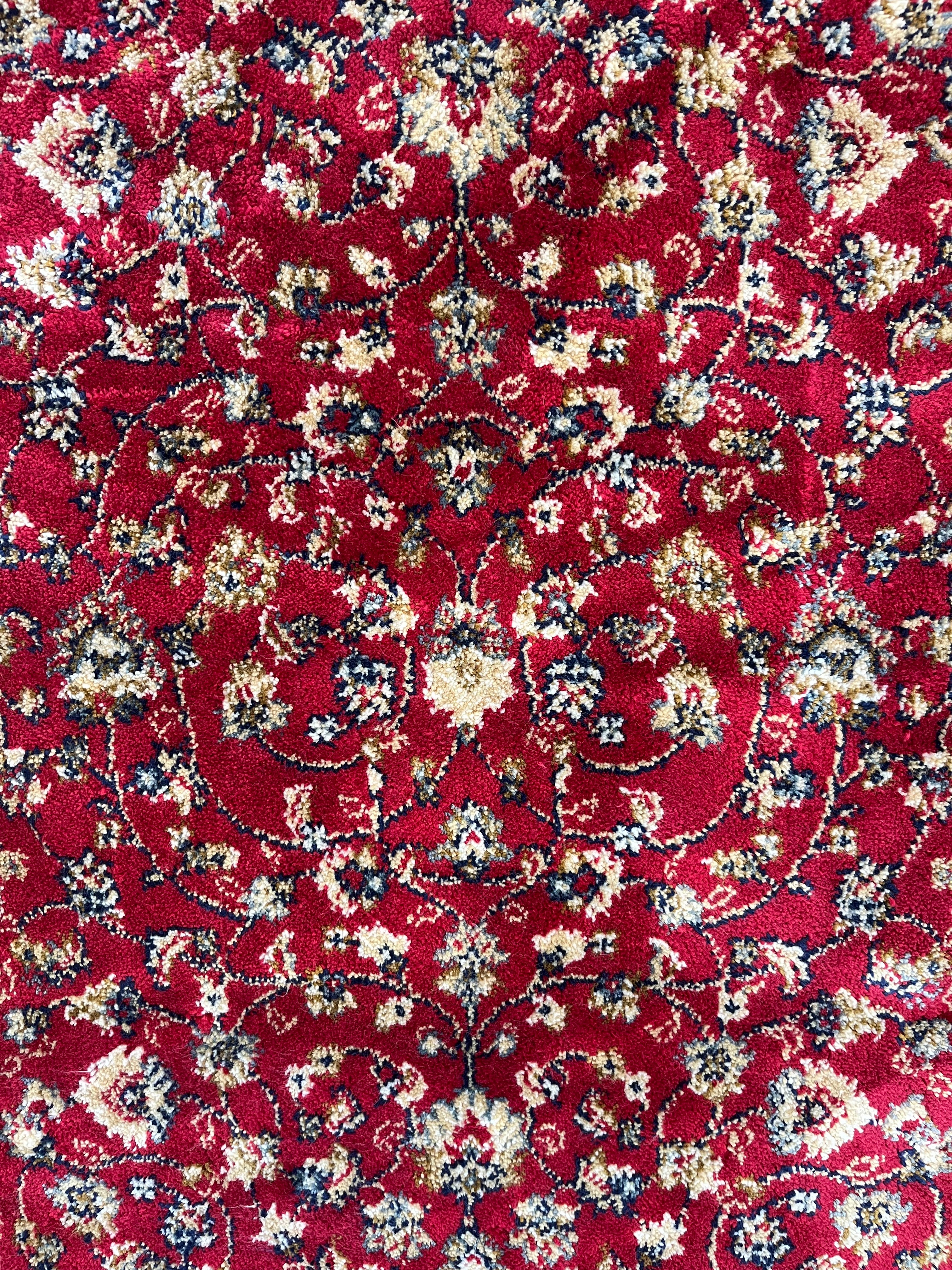 Covor clasic tip Kashmir roșu, model floral oriental, fabricat în Belgia, 60×100 cm Covoare