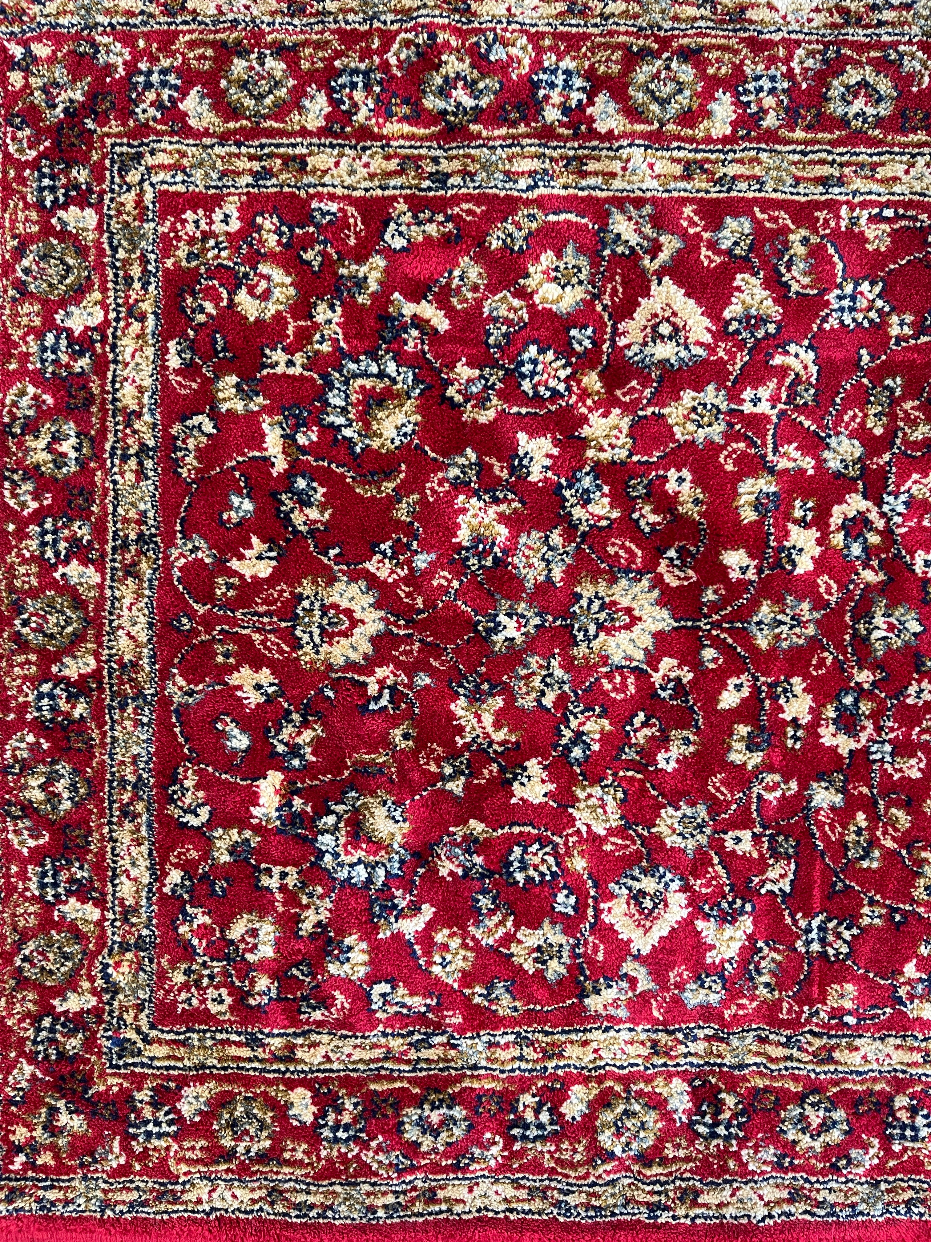 Covor clasic tip Kashmir roșu, model floral oriental, fabricat în Belgia, 60×100 cm Covoare