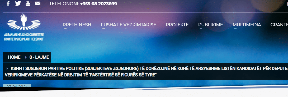 Komiteti i Helsinkit: Partitë të publikojnë kandidatët para afatit ligjor