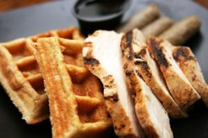 Baked Chicken & Waffles with your choice of 1 side