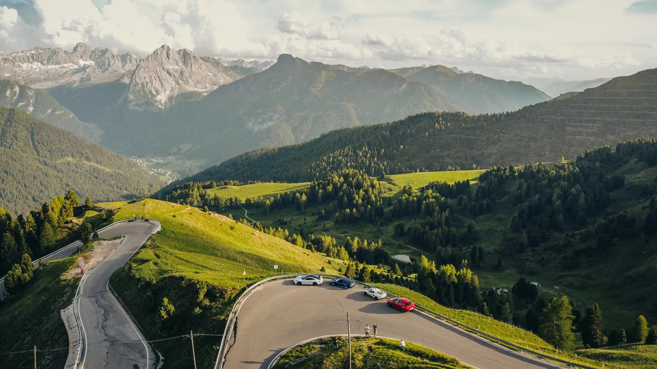 Cars on the Sella Pass, Dolomites Tour