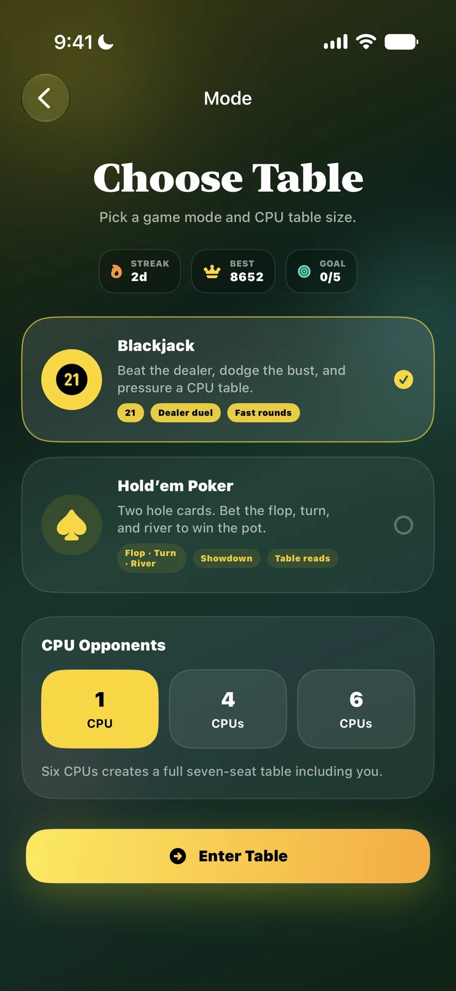 Blackjack table