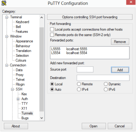 PuTTY Tunnels