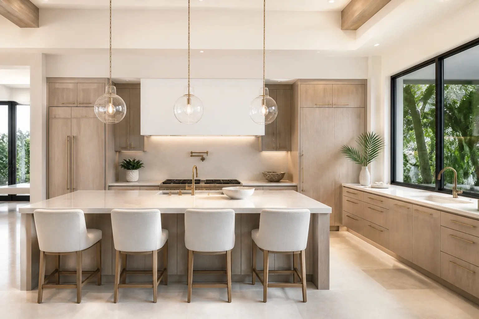 Original luxury kitchen build with stone island and custom cabinetry
