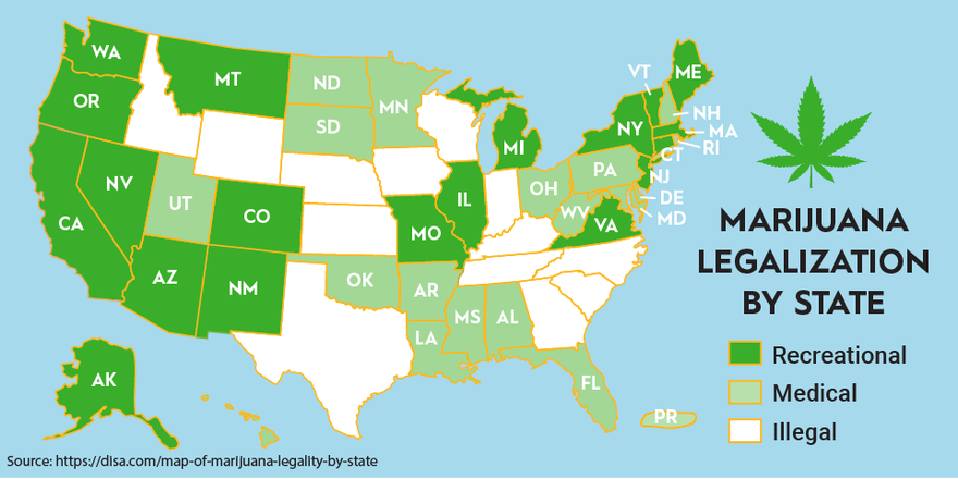 Cannabis Legal States New Updates 2026 Medical Laws Marijuana Map Width 880.