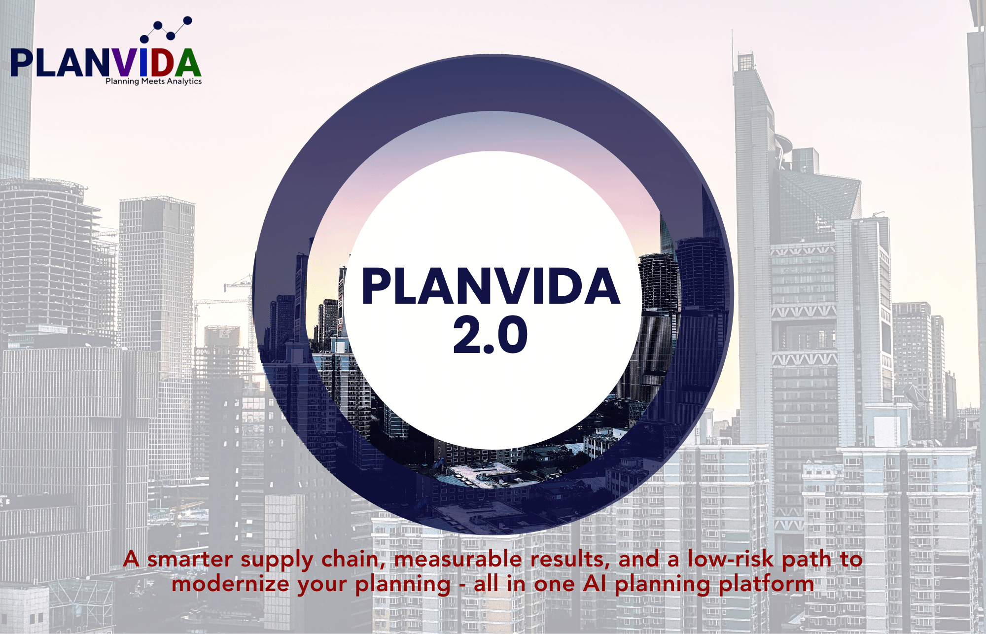 AI planning platform dashboard showing S&OP, IBP, and inventory optimization modules in PlanVida 2.0