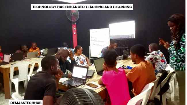 students learning