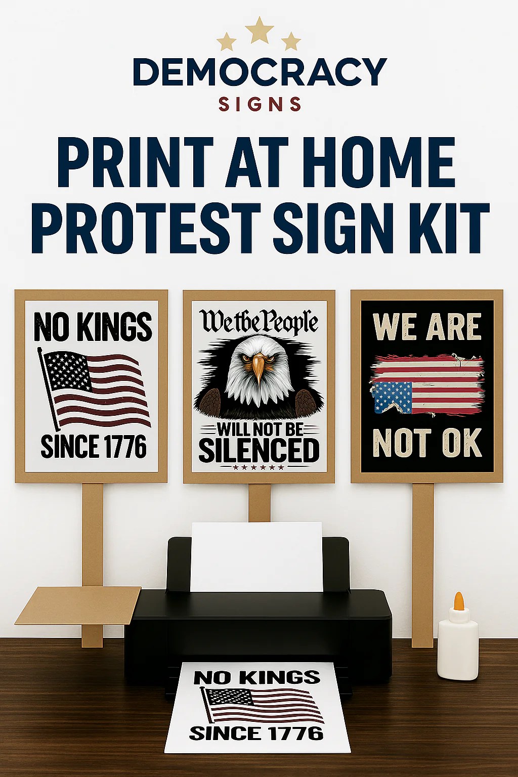 No Kings Printable Protest Signs Digital Download Anti Trump Signs