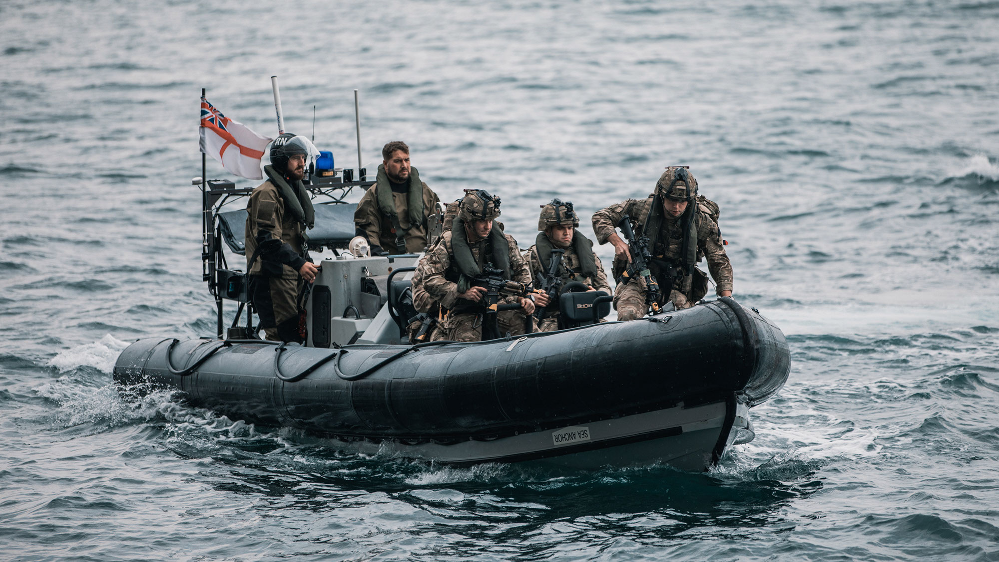 ROYAL MARINES OF 43 COMMANDO TRAIN ON THE FAMOUS ROCK OF GIBRALTAR Pictured: Royal Marines of P Squadron, 43 Commando, insert via landing craft onto a jetty at the base of the Gibraltar Rock before navigating a series of cave complexes in order to reach an objective within the Rock itself. Royal Marines from Scotland-based 43 Commando Fleet Protection Group have taken part in demanding training exercises on, and within, the Rock of Gibraltar, perfecting techniques they use in their top-secret mission as the elite guardians of the United Kingdoms strategic nuclear deterrent. Over 80 of these highly trained Commandos spent 2 weeks in early November on Exercise Serpent Rock honing the skills necessary for their no-fail mission protecting the Nations nuclear assets. This annual exercise sees the Royal Marines making best use of Gibraltars unique terrain, undertaking amphibious and cliff assaults, close quarter battle in urban environments and within the network of tunnels the Rock is famous for, as well as patrolling its streets, thoroughfares and the narrow alleyways and passages that pepper this British overseas territory.