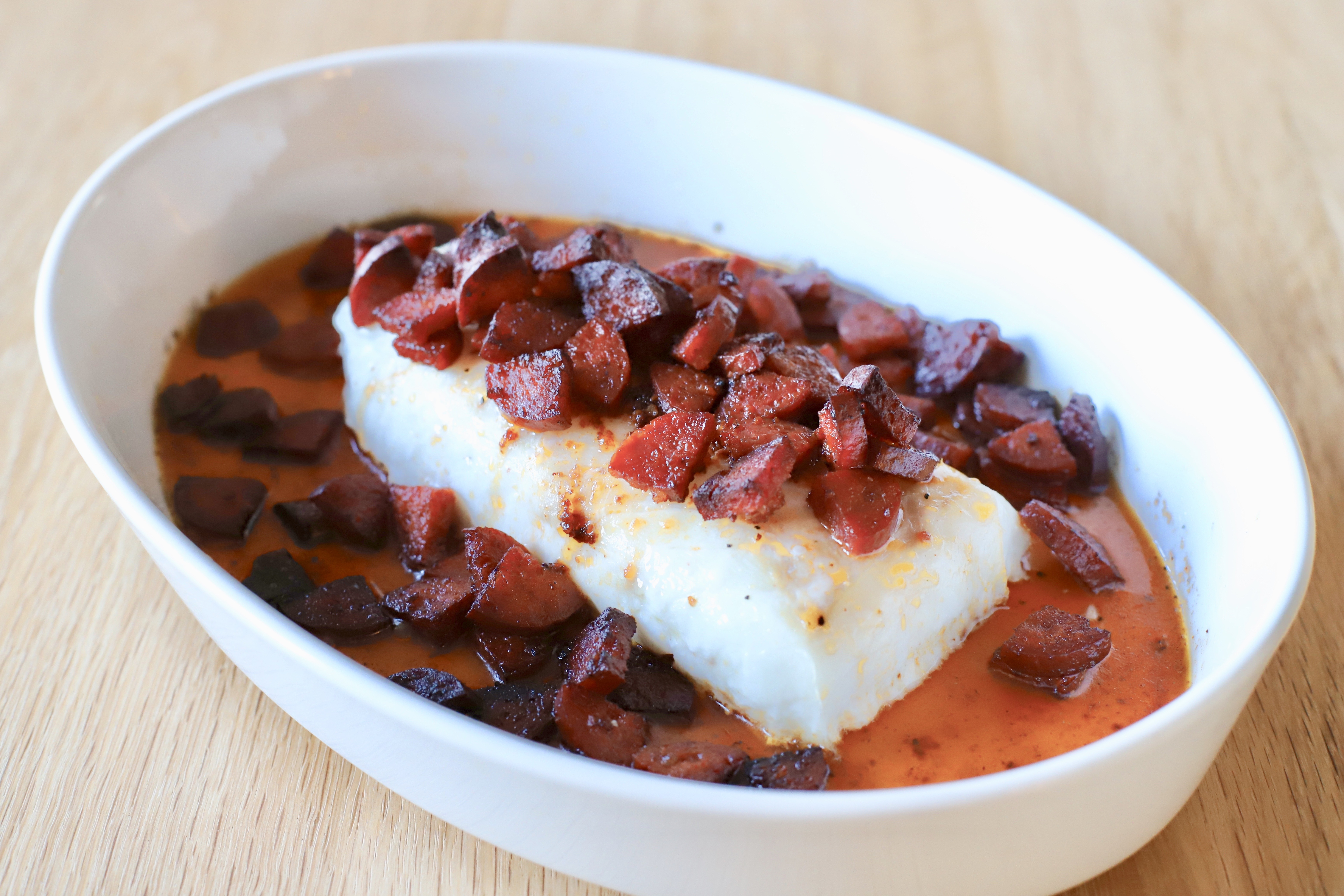Ovnsbakt torsk med chorizo