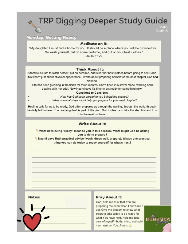 Ruth Chapter 3: Getting Ready - Digging Deeper Study Guide