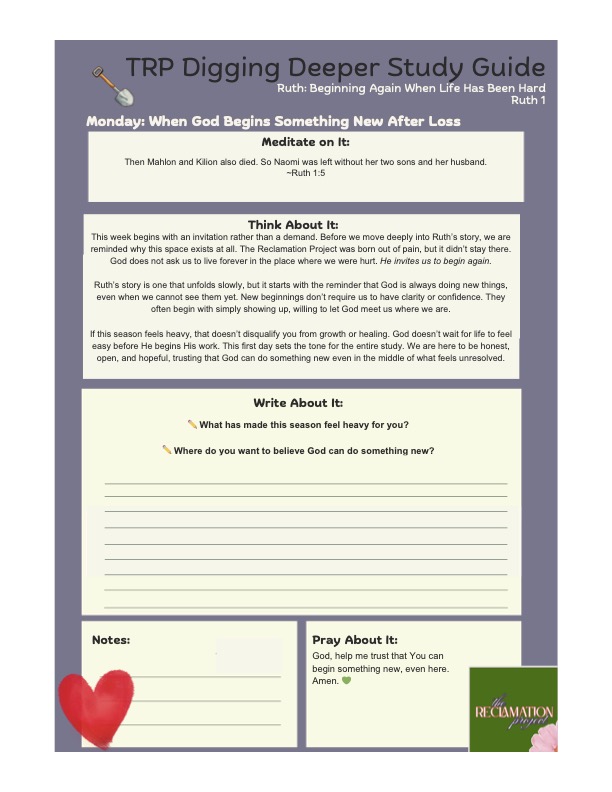 Ruth Chapter 1 Digging Deeper Study Guide