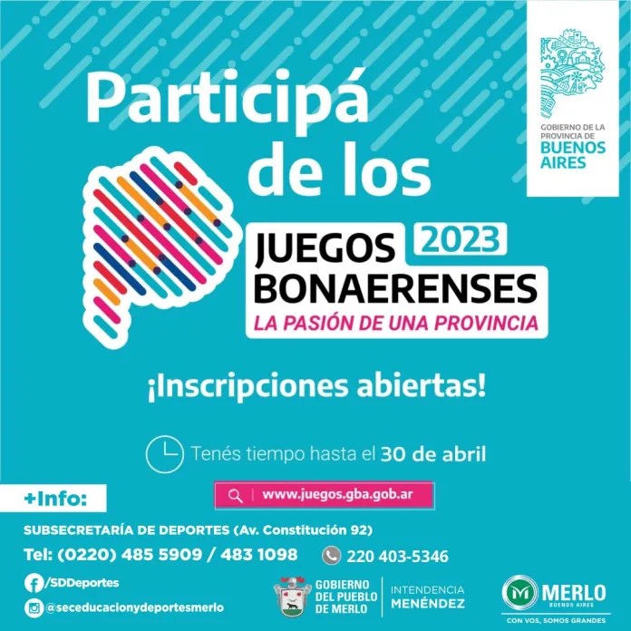 YA PODÉS INSCRIBIRTE Y PARTICIPAR DE LOS JUEGOS BONAERENSES