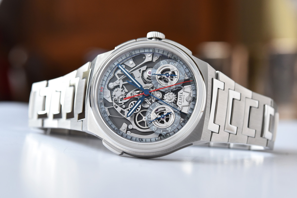 New: Czapek Antarctique Rattrapante Openworked Ice Blue