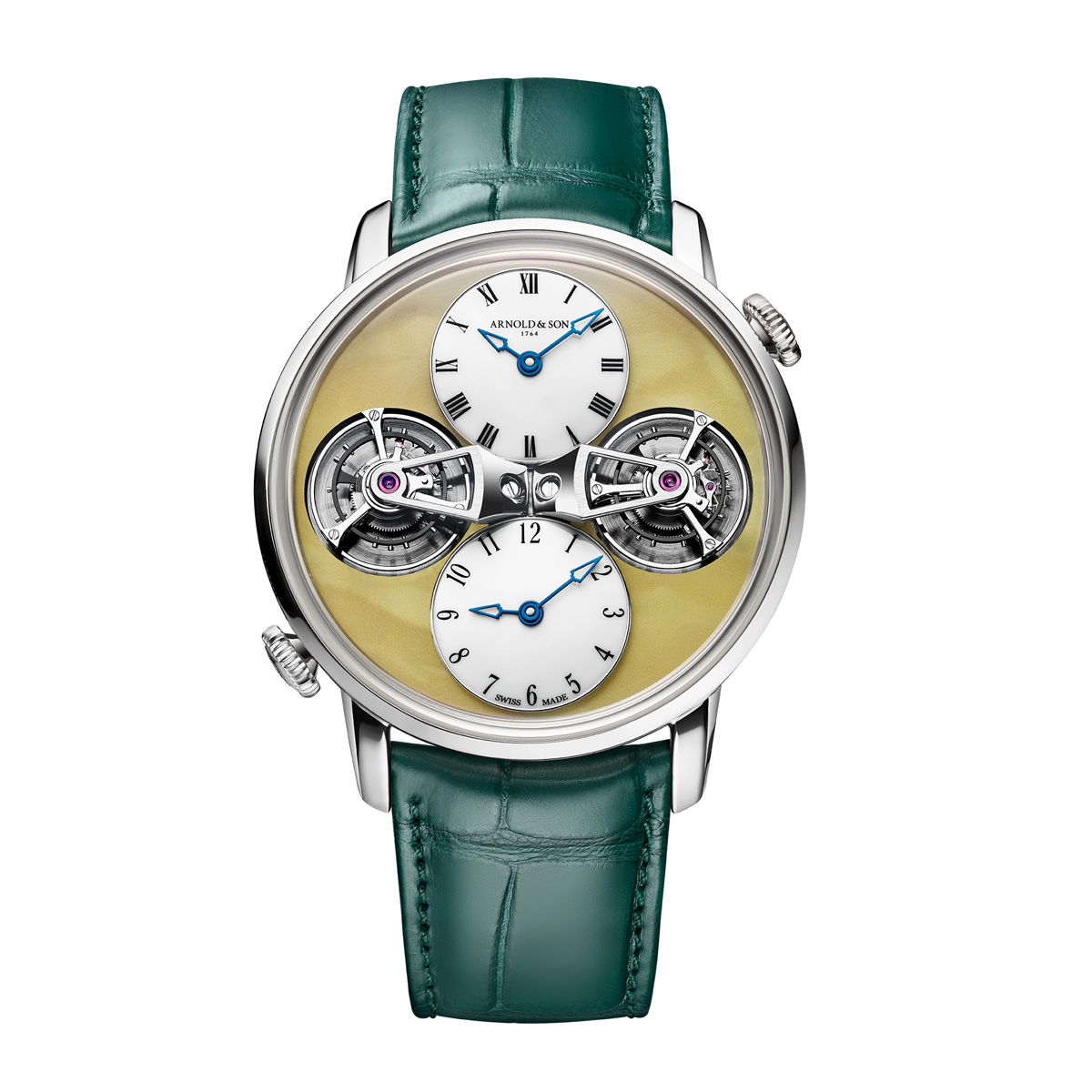 New: Arnold & Son Double Tourbillon White Gold, amber edition :