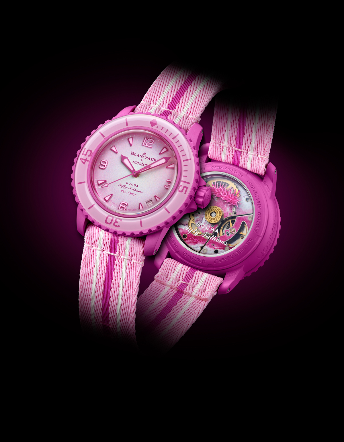 New: Blancpain x Swatch Bioceramic Scuba Fifty Fathoms – Pink Ocean