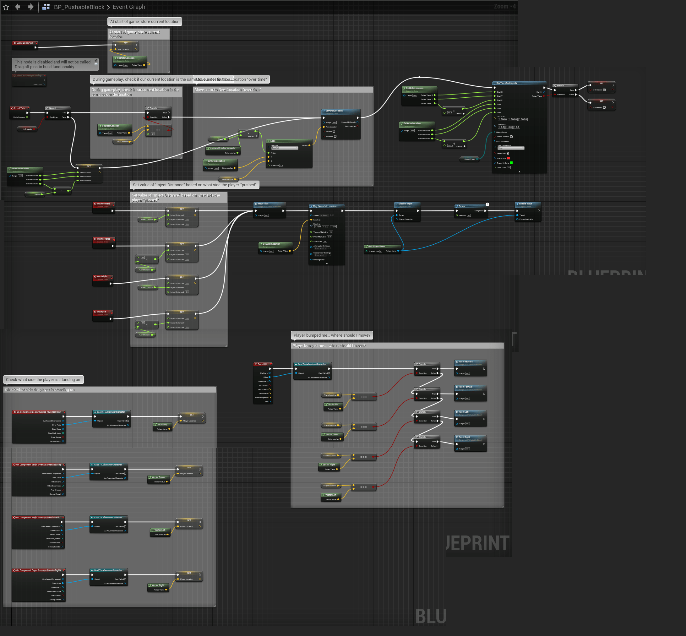 Adventure - Unreal Engine 4 Blueprint for a "pushable block"