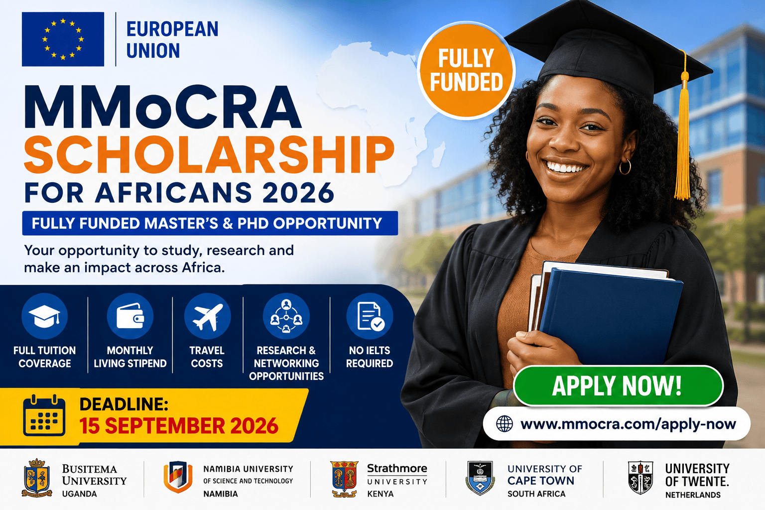 European Union MMoCRA Scholarship 2026 for Africans | Fully Funded Master's & PhD Opportunity