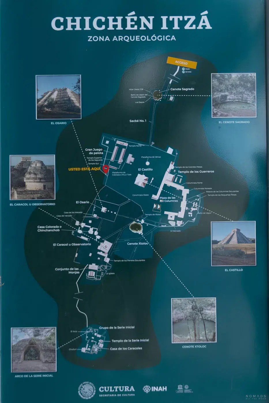 Carte de la zone de Chichen Itza
