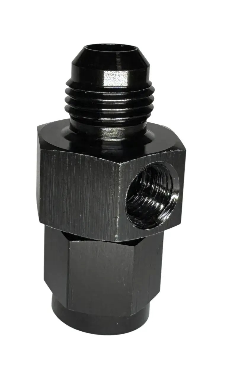 Fuel Pressure Gauge Adapter Fittings -06 Male / -06 Female Black