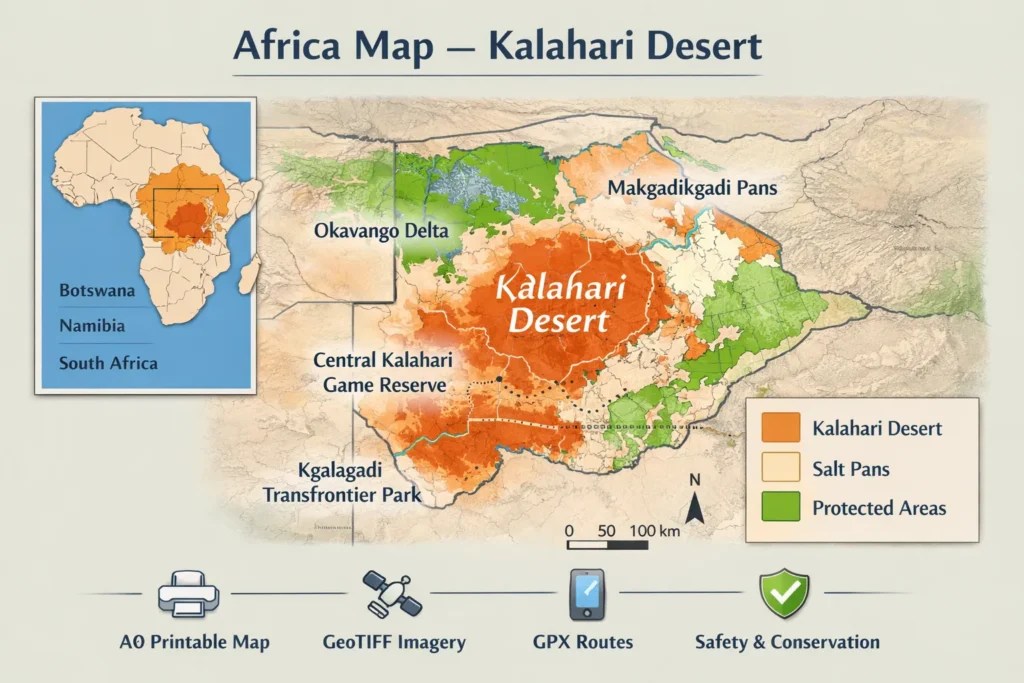 Africa Map Kalahari Desert Printable A0 Maps Field Guide Content 2