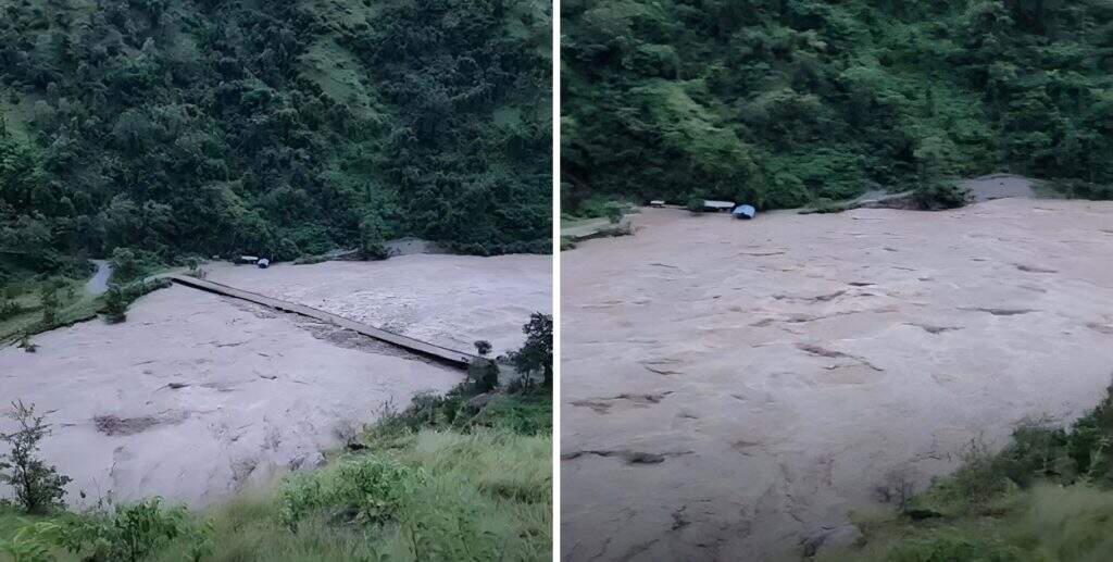 Nepal bridge collapse नेपाल में अचानक आई बाढ़, कालीगंडकी में बहा बेली ब्रिज!पर्वत के जलजला में दो दर्जन घर बहे | आवागमन ठप, देखें भयानक मंजर