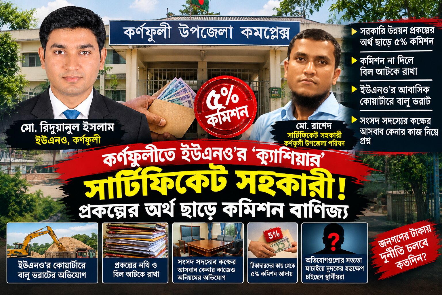 কর্ণফুলীতে ইউএনওর ‘ক্যাশিয়ার’ সার্টিফিকেট সহকারী! প্রকল্পের অর্থ ছাড়ে কমিশন বাণিজ্য
