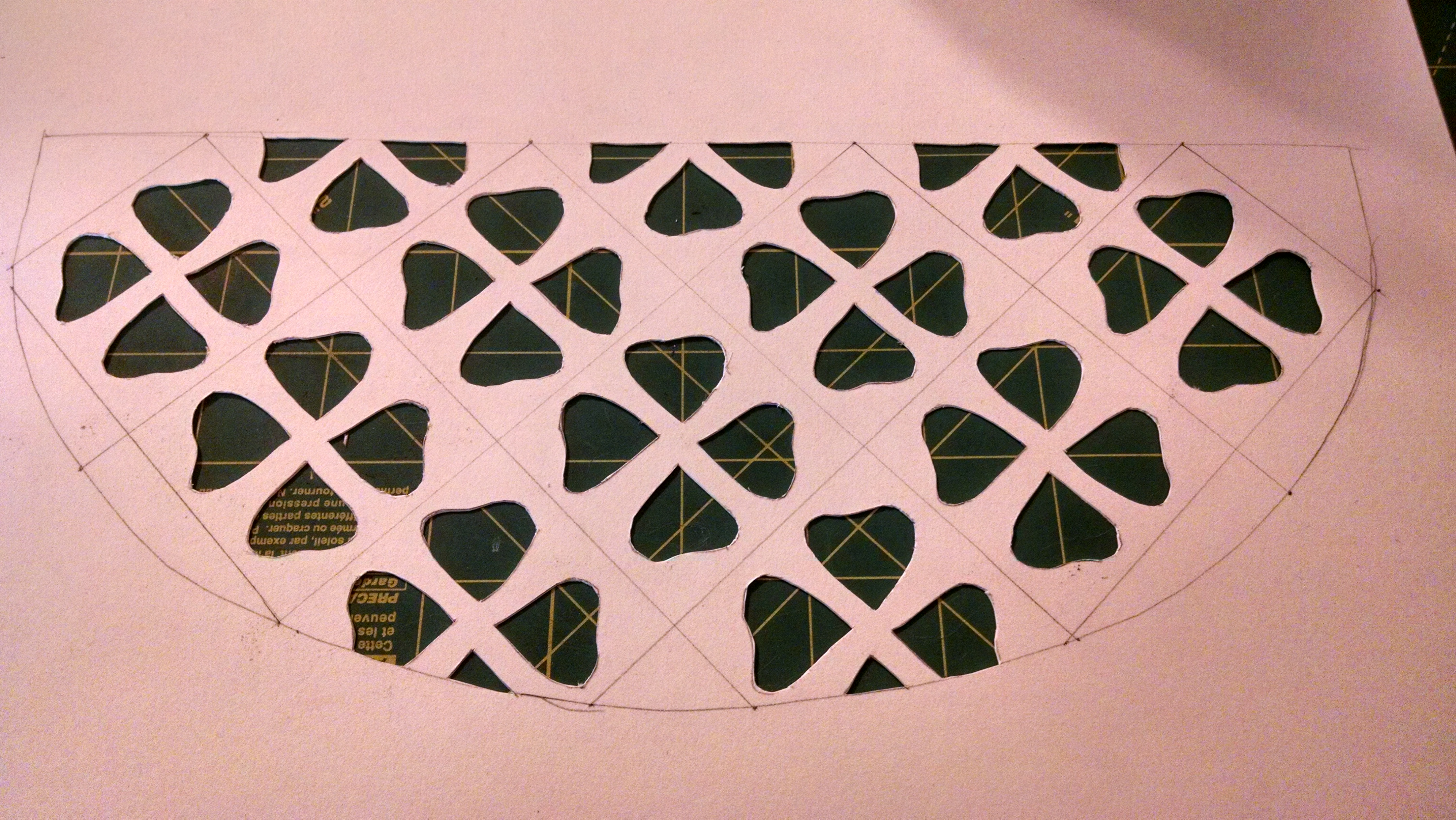 Stencil prepared on heavy paper.