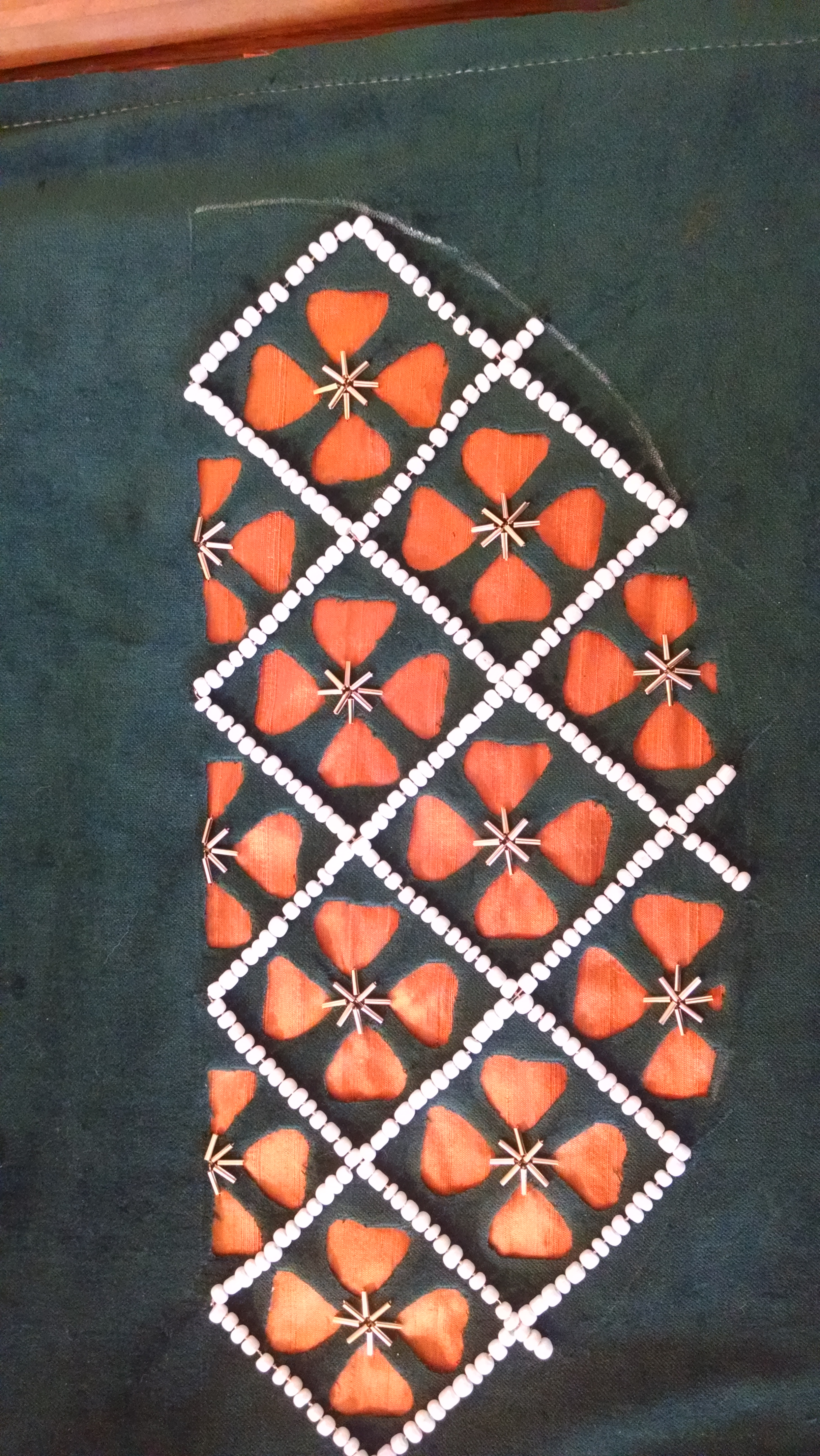 Beading is completed. Time to remove it off the frame and finish the edges!