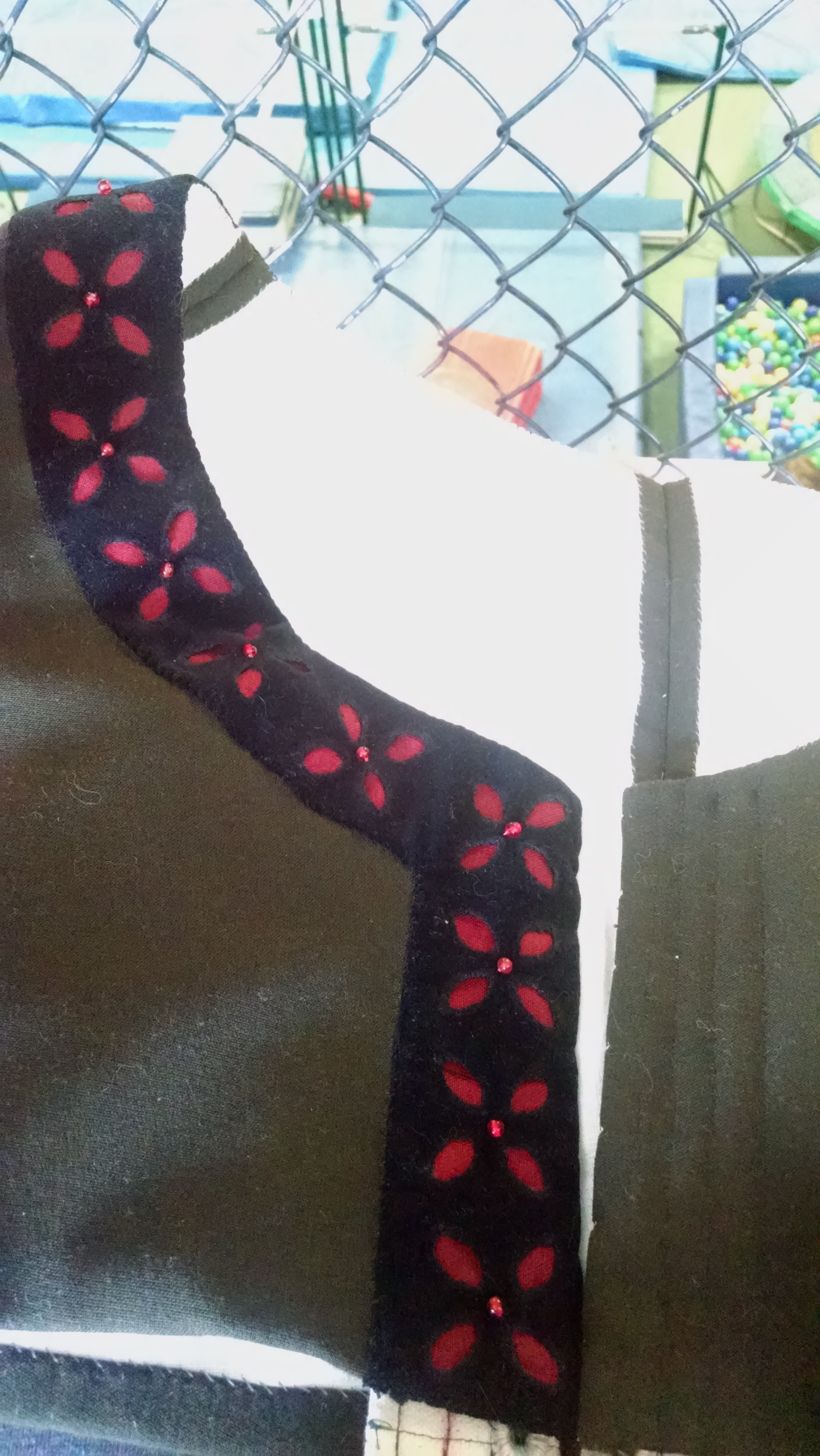 One side done. You can see the quilting on the other side!
