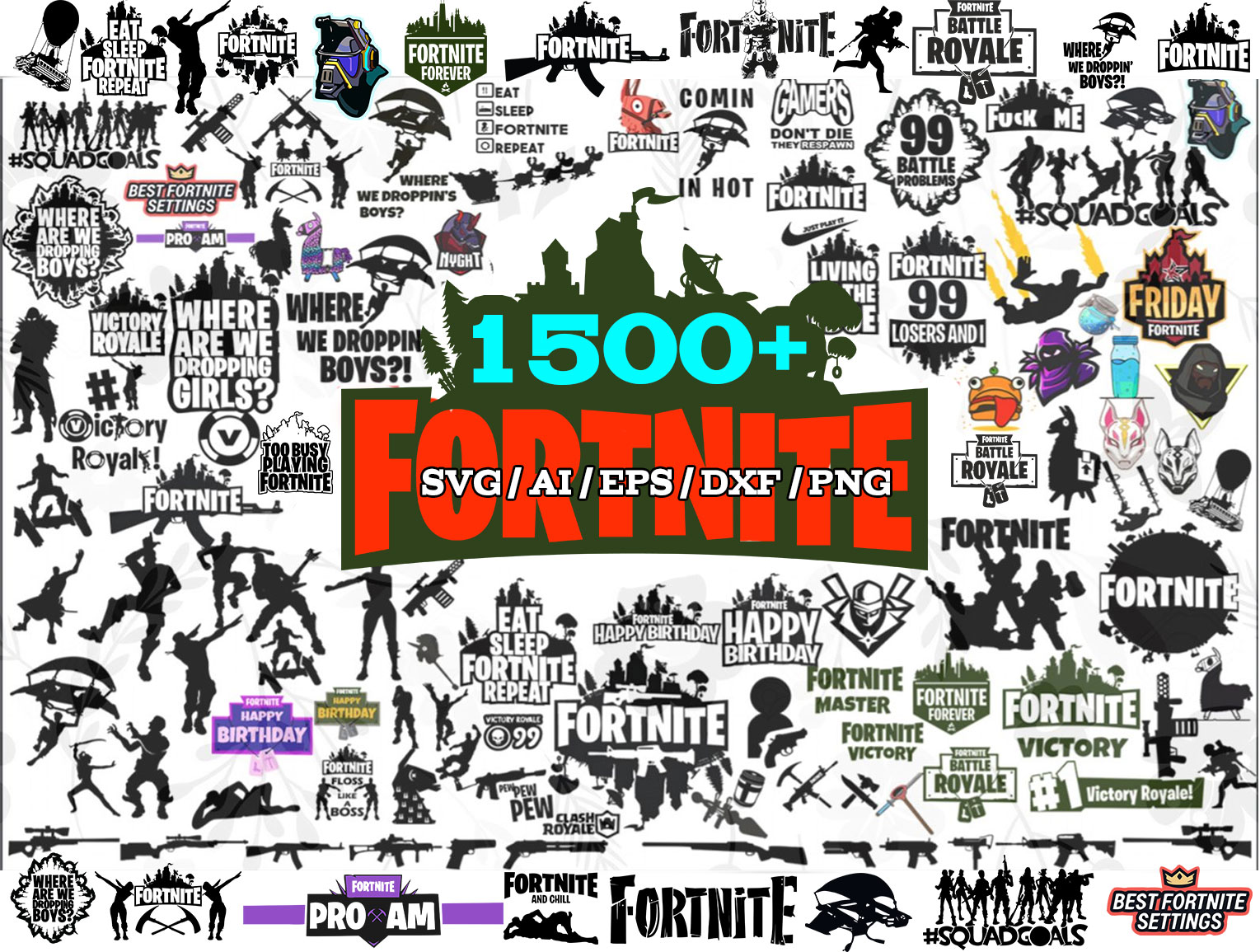 Fortnite svg files for cricut and all other cutting machines. 1500 Fortnite Svg Bundle Designerpick