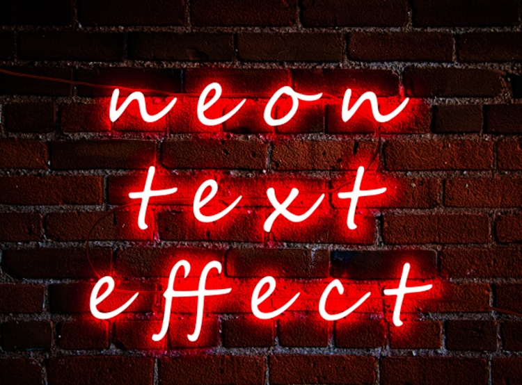 Free Cursive Neon Text Effect Mockup in PSD DesignHooks