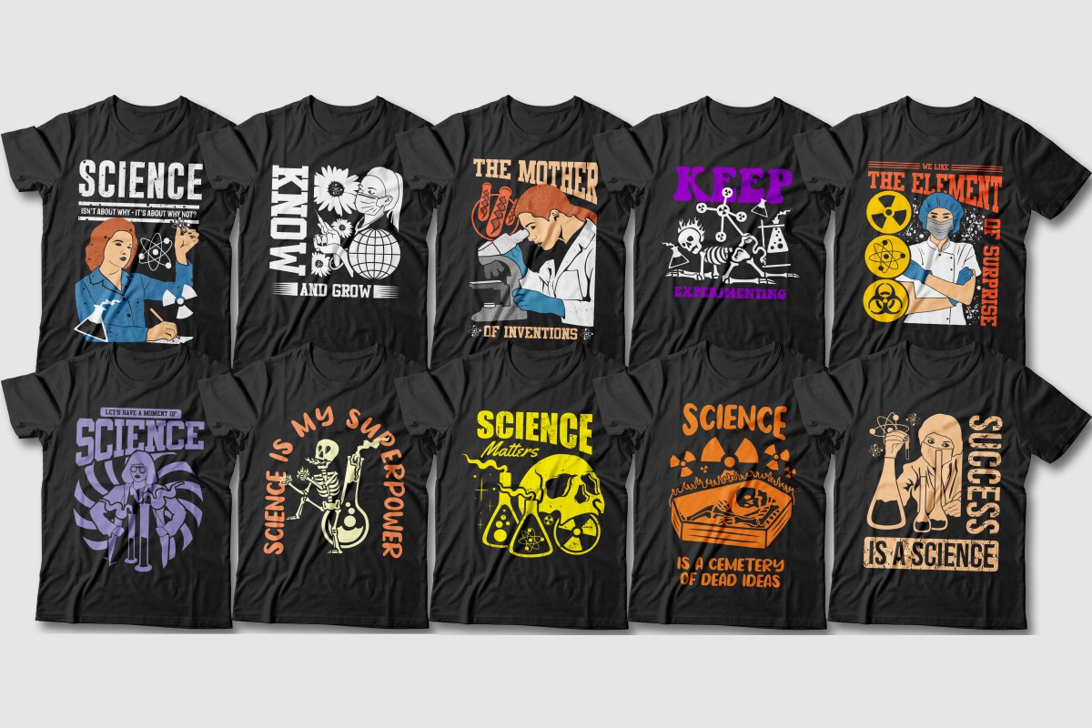 Science t-shirt designs bundle 