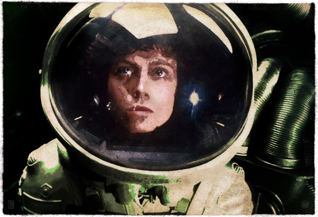 Portrait of Sigourney Weaver as Ellen Ripley in Ridley Scott's masterpiece, "Alien"