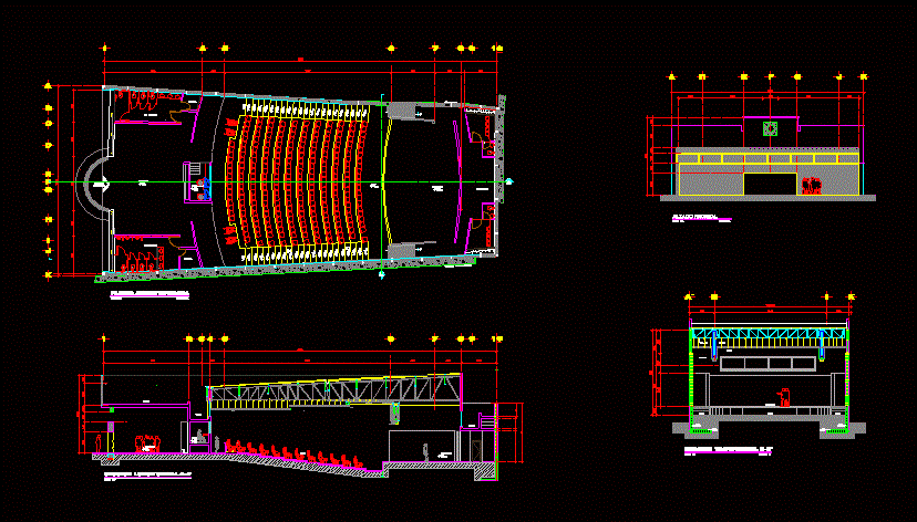A cube of 1.0 sides rests on one of its square faces in horizontal plane with another square faces making. Theater - Auditorium DWG Full Project for AutoCAD