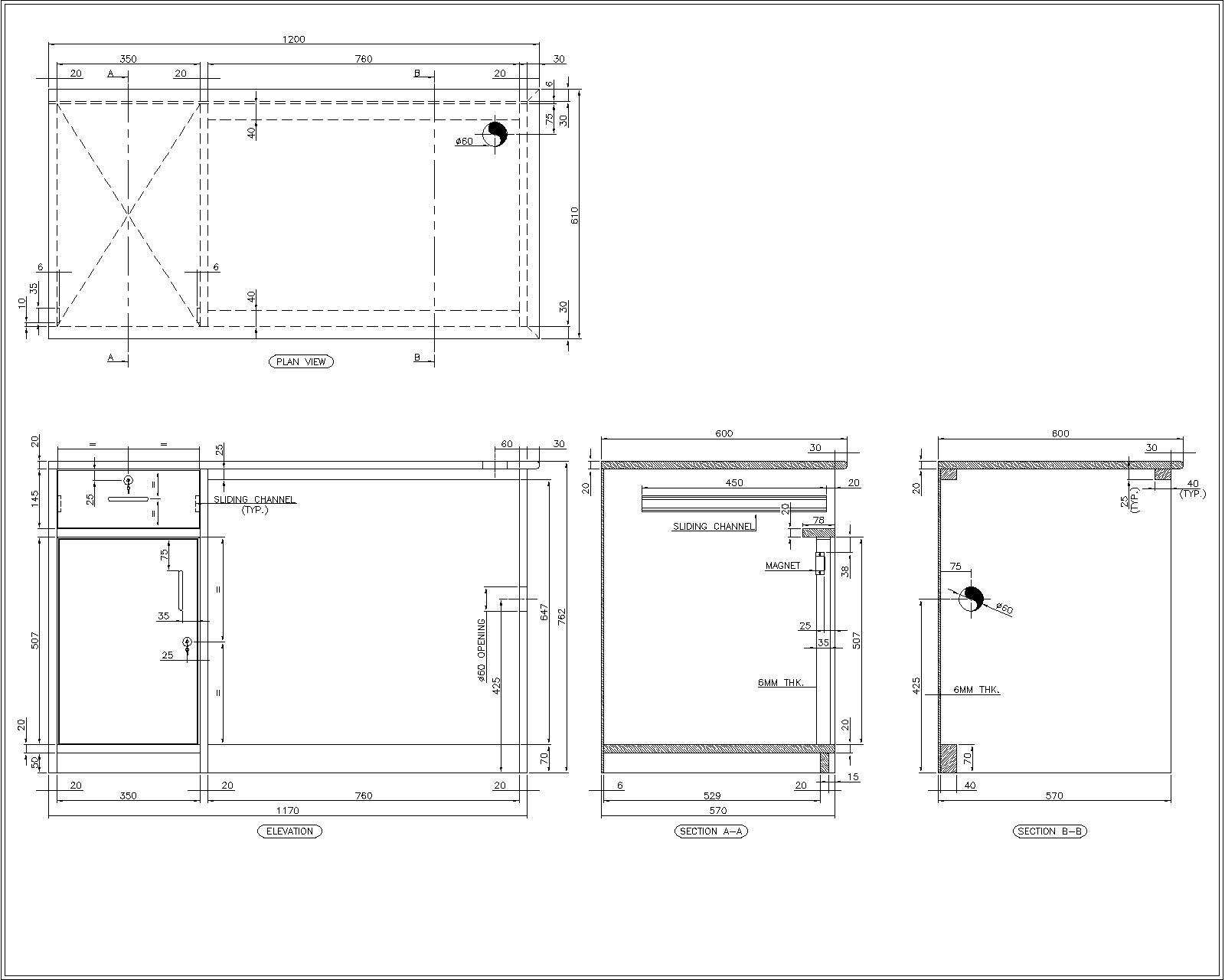 Computer table detail drawing • designs cad